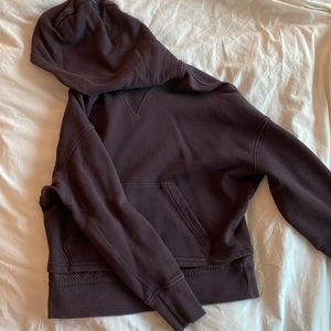 lulu cropped length hoodie, dark purple, size 4